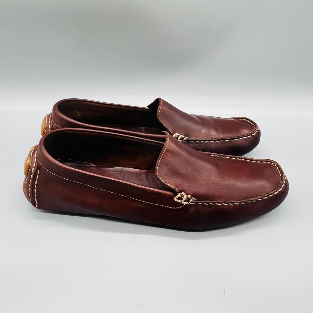 Cole Haan Loafers Mens 10 Brown Leather Driving Shoes Slip On Country Moc Toe